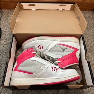 Jordan (youth) White and Pink High Top Sneakers